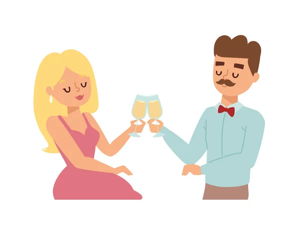 Pareja de citas en el restaurante — Vector de stock