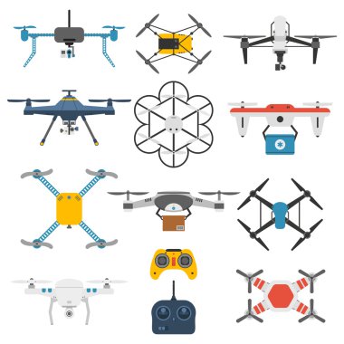 Drone quadcopter vektör set.