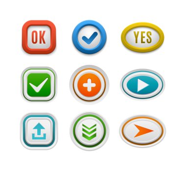 Tamam düğme vektör kümesi.