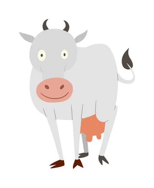Caricatura vaca carácter aislado — Vector de stock