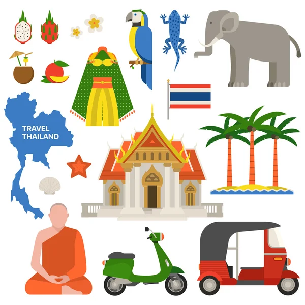 Tailandia Viaje Vector Ilustración . — Archivo Imágenes Vectoriales