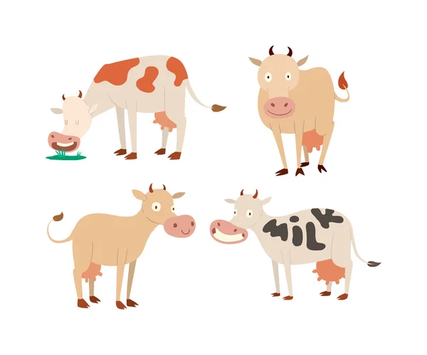 Персонажи мультяшных коров — стоковый вектор