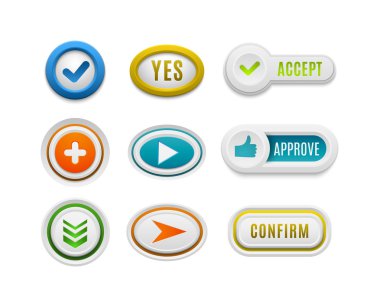 Tamam düğme vektör kümesi.