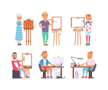 Sanatçı yaratıcı insanların karakter vektör