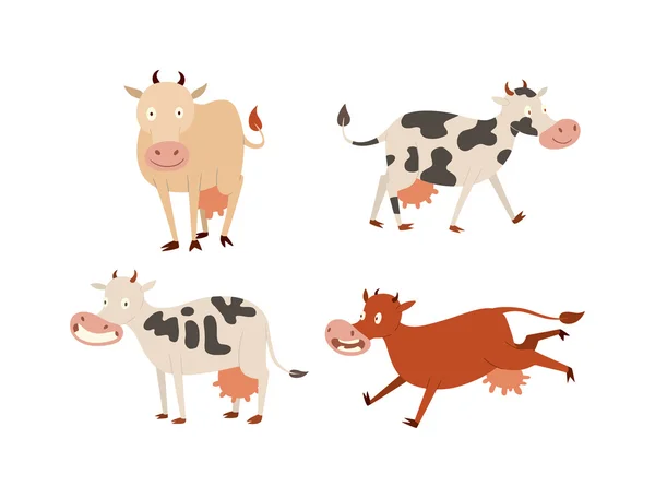 Personajes de vaca de dibujos animados — Vector de stock