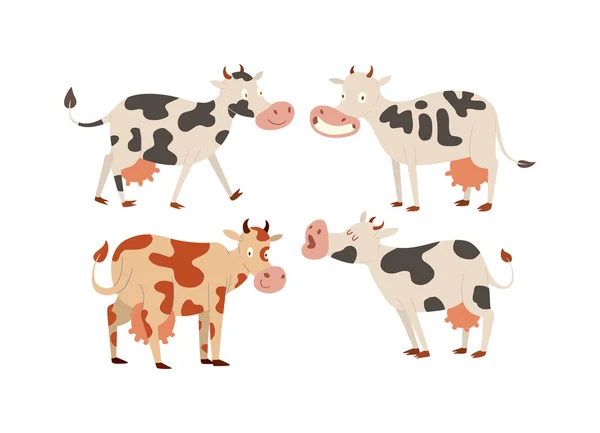 Персонажи мультяшных коров — стоковый вектор