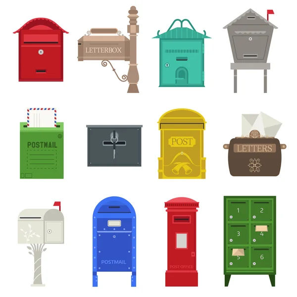 Post mail box vector set. — Stock Vector