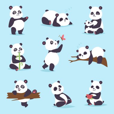 Ayı Panda set vektör.