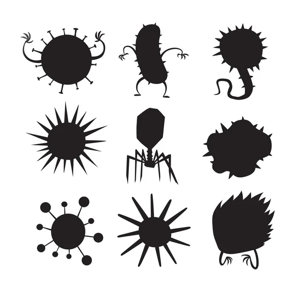 Dibujos animados virus caracteres vector conjunto . — Vector de stock