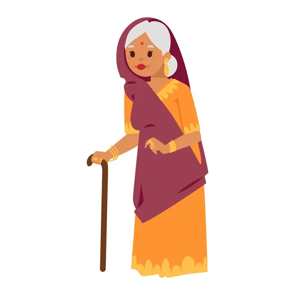 Vector illustration indian grandma — Stock Vector