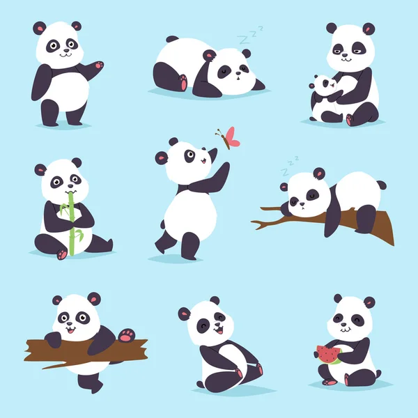 Panda bear vector set. — Stockvector