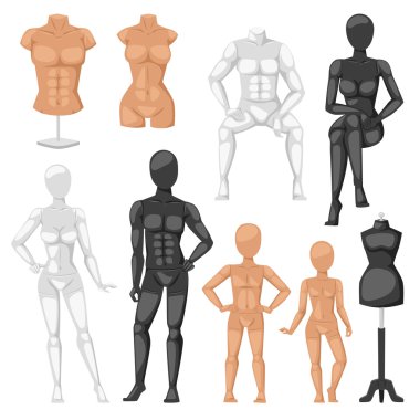 Kukla manken model vektör çizim.