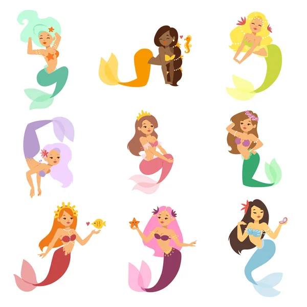 Mermaid nixie personagem vetor ilustração —  Vetores de Stock