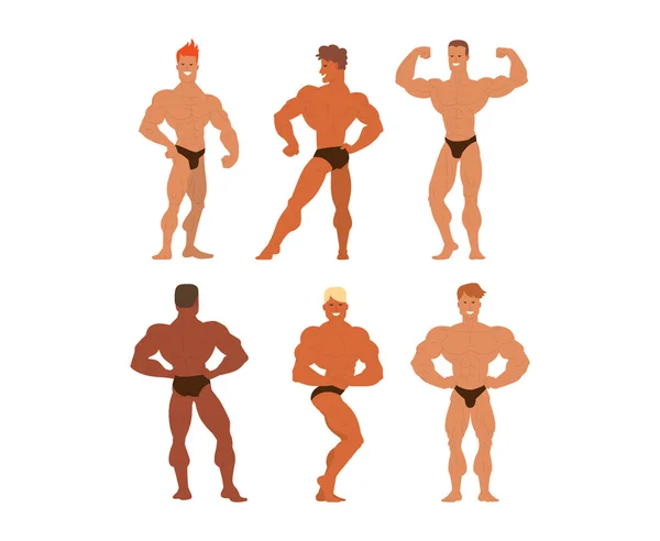 Mens 물리학 bodybuilders 벡터 일러스트 레이 션. — 스톡 벡터