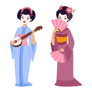 Vektör Japon geisha kız