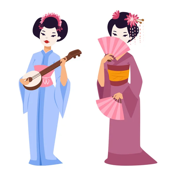 Vector japonés geisha chica — Vector de stock