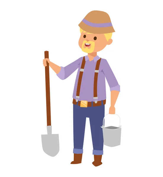 Hombre con ilustración de vector de pala . — Vector de stock