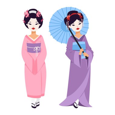 Vektör Japon geisha kız