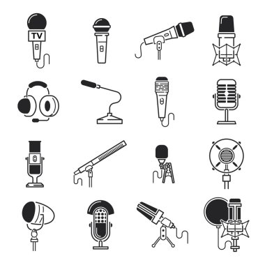 Vector microphone icons. clipart