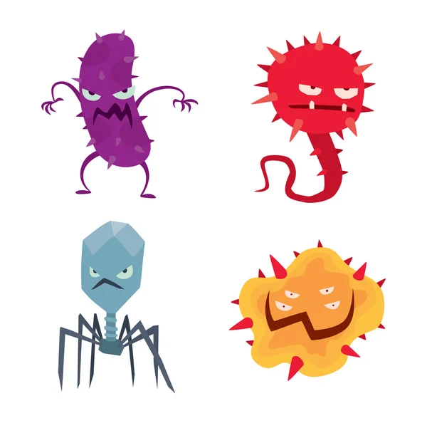 Dibujos animados virus caracteres vector conjunto . — Vector de stock