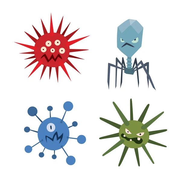 Dibujos animados virus caracteres vector conjunto . — Vector de stock