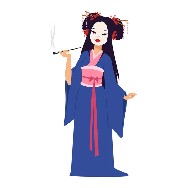 Vector set van Japanse geisha meisjes. — Stockvector