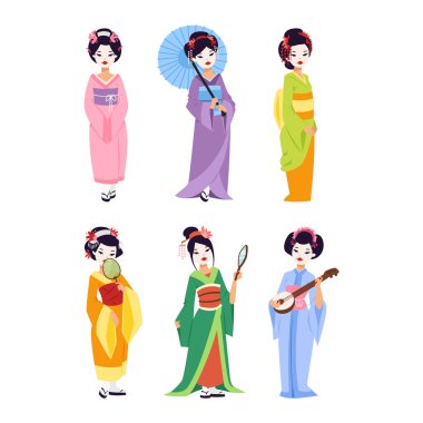 Vektör Japon geisha kız