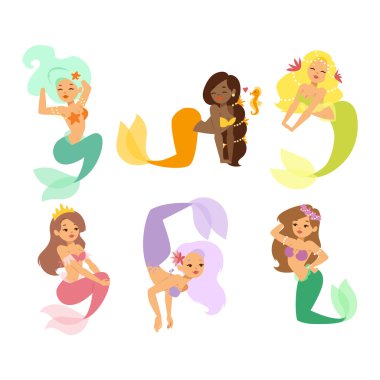Deniz kızı nixie karakter vektör çizim
