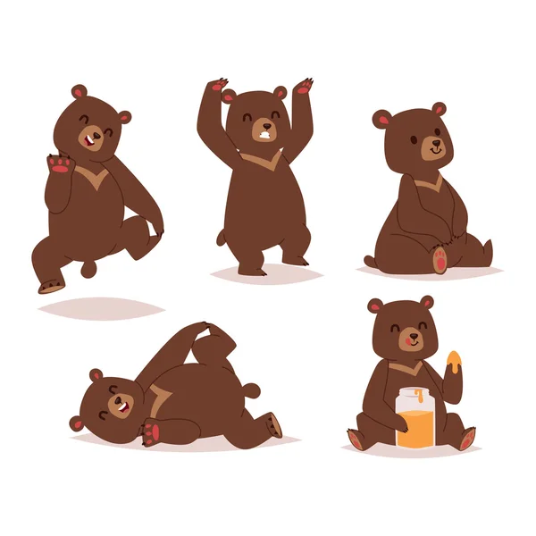 Set vettore orso cartone animato . — Vettoriale Stock