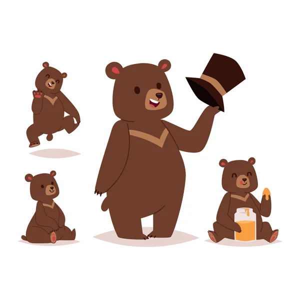 Dibujos animados oso vector conjunto . — Vector de stock