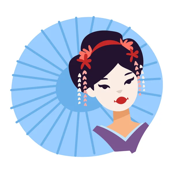 Vector set van Japanse geisha meisjes. — Stockvector