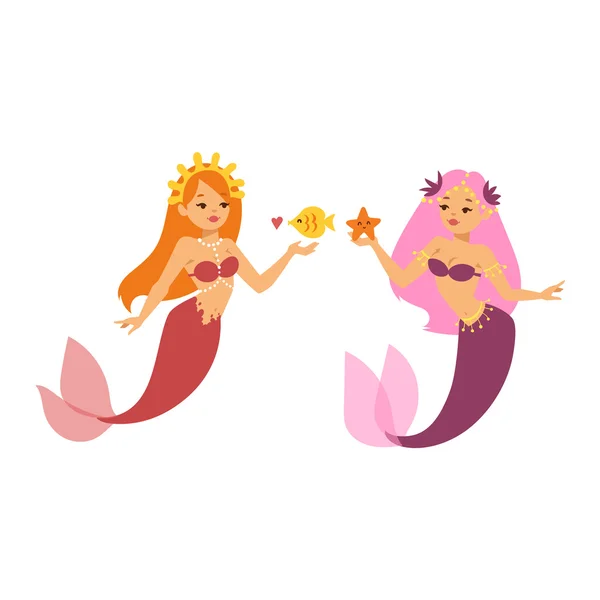 Mermaid nixie personagem vetor ilustração —  Vetores de Stock