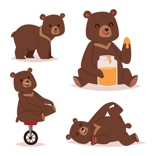 Conjunto de vetores de urso dos desenhos animados . — Vetor de Stock