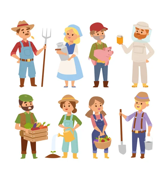 Farmers people vector characters — Stock Vector