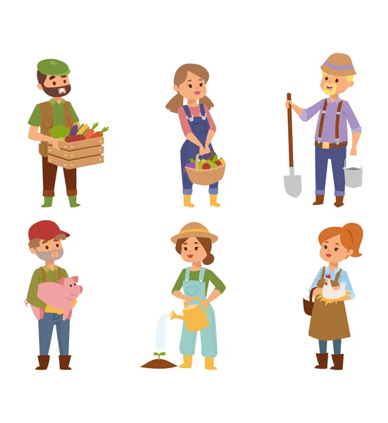 Farmers people vector characters — Stock Vector