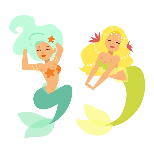 Mermaid nixie personagem vetor ilustração —  Vetores de Stock