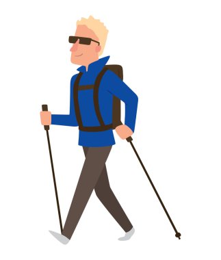 Nordik yürüyüş spor vektör karakter