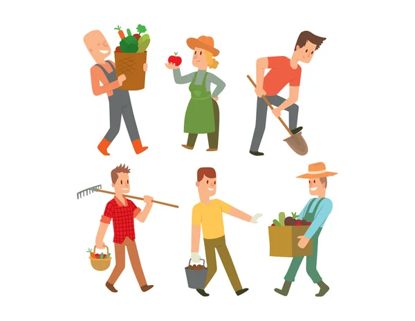 Garden Harvest people vector character - Stok Vektor