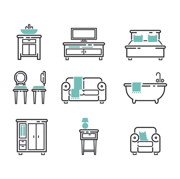 Iconos de muebles vector ilustración . — Vector de stock