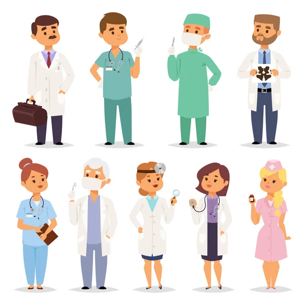 Diferentes médicos charactsers vector conjunto . — Vector de stock