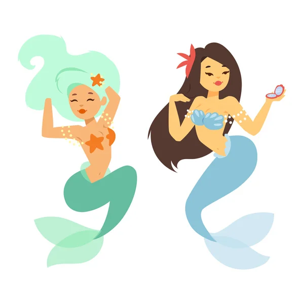 Mermaid nixie personagem vetor ilustração —  Vetores de Stock