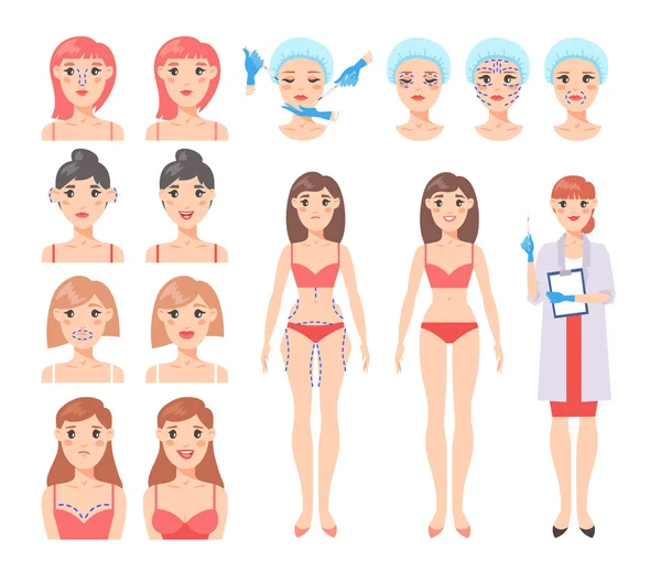 Plastic surgery vector set. — Stock Vector