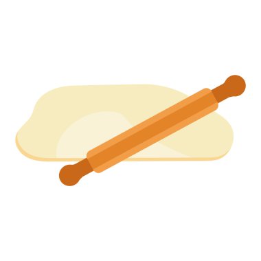 Oklavayla hamuru vektör çizim.