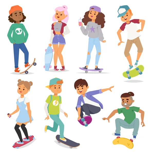 Skateboard characters vector illustration — Stock Vector