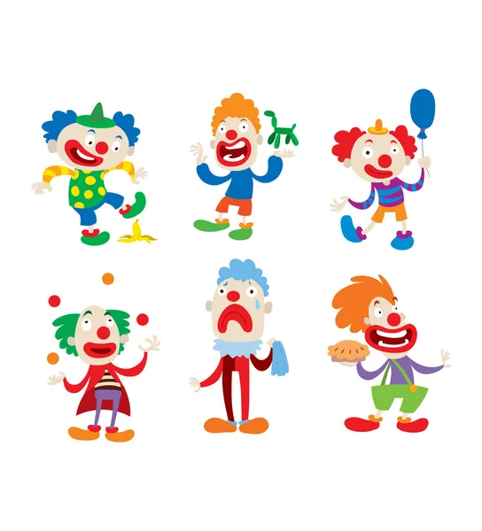 Clown character vector cartoon illustrations — Stock Vector