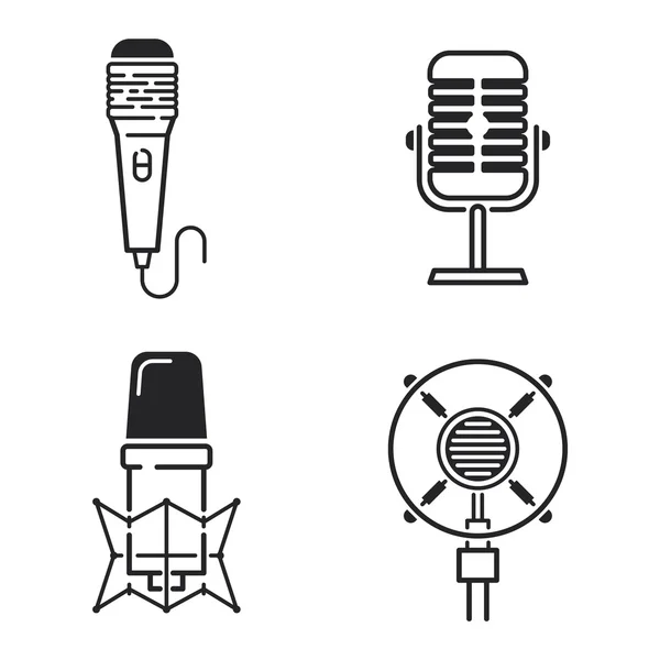 Différents types de microphones icônes vectorielles — Image vectorielle