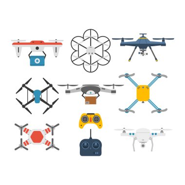 Drone quadcopter vektör set.