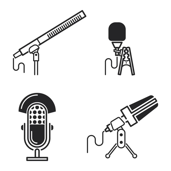 Farklı mikrofon türleri simgeler vektör — Stok Vektör