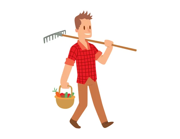 Garden harvest people vector character — Stock Vector