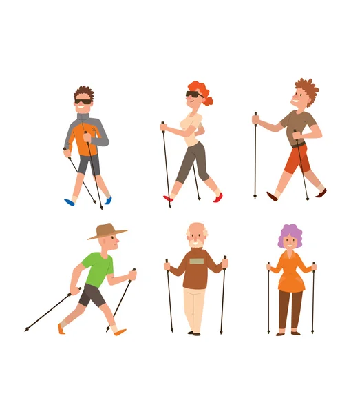 Nordic walking sport vector mensen — Stockvector